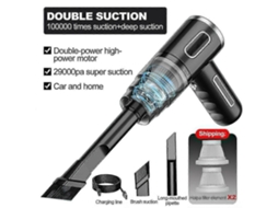 Lurelia Aspirador Portátil Sem Fios Para Carro, 29000 Pa, 120 W, 2000 Mah, 18000 Rpm, Usb, Preto