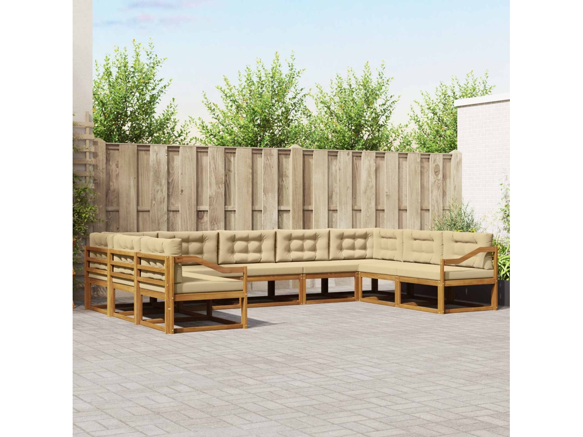 Vidaxl Conjunto De Sofás Para Exterior 9 Unid. Natural E Bege