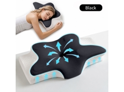 Almofada Corretiva Cervical, Sono Confortável, Formato Ergonómico em Espuma Viscoelástica Preto CZHHMART