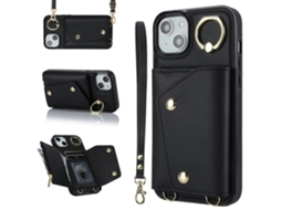 Capa Para Iphone 14 Plus Pele Sintética Preto