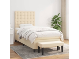 Cama Com Molas/colchão 90x200 Cm Tecido Cor Crème