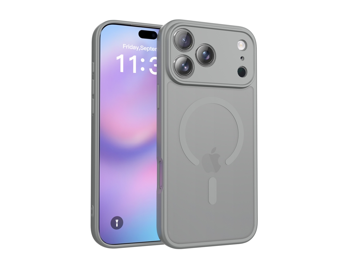 Capa Magnetica Iphone 18 Pro Max Cinza Cobertura Total Anti Queda
