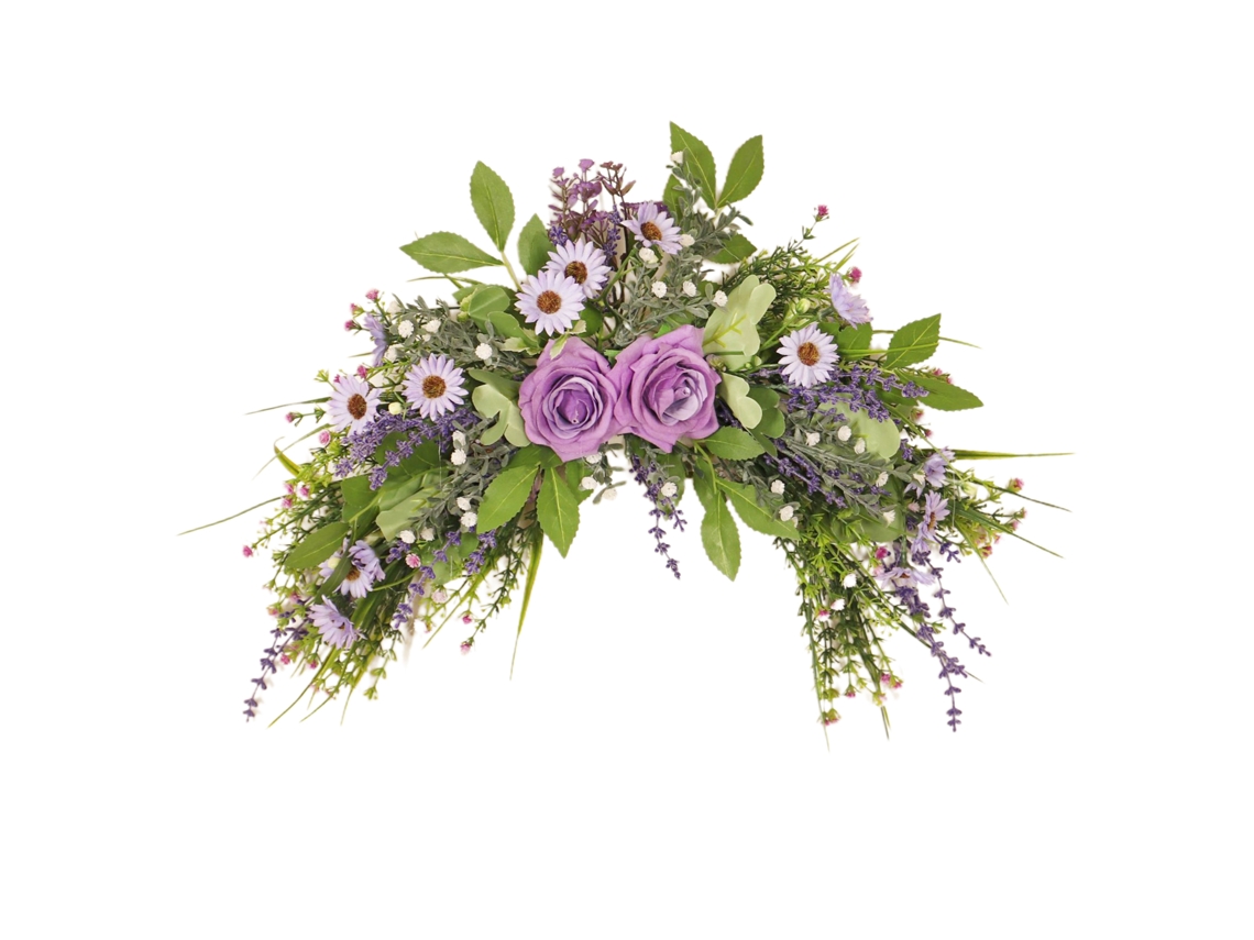 Quadro de Flores Artificiais Rosa Urze com Lua, 30x15x15cm para Decoração LAXISCREED