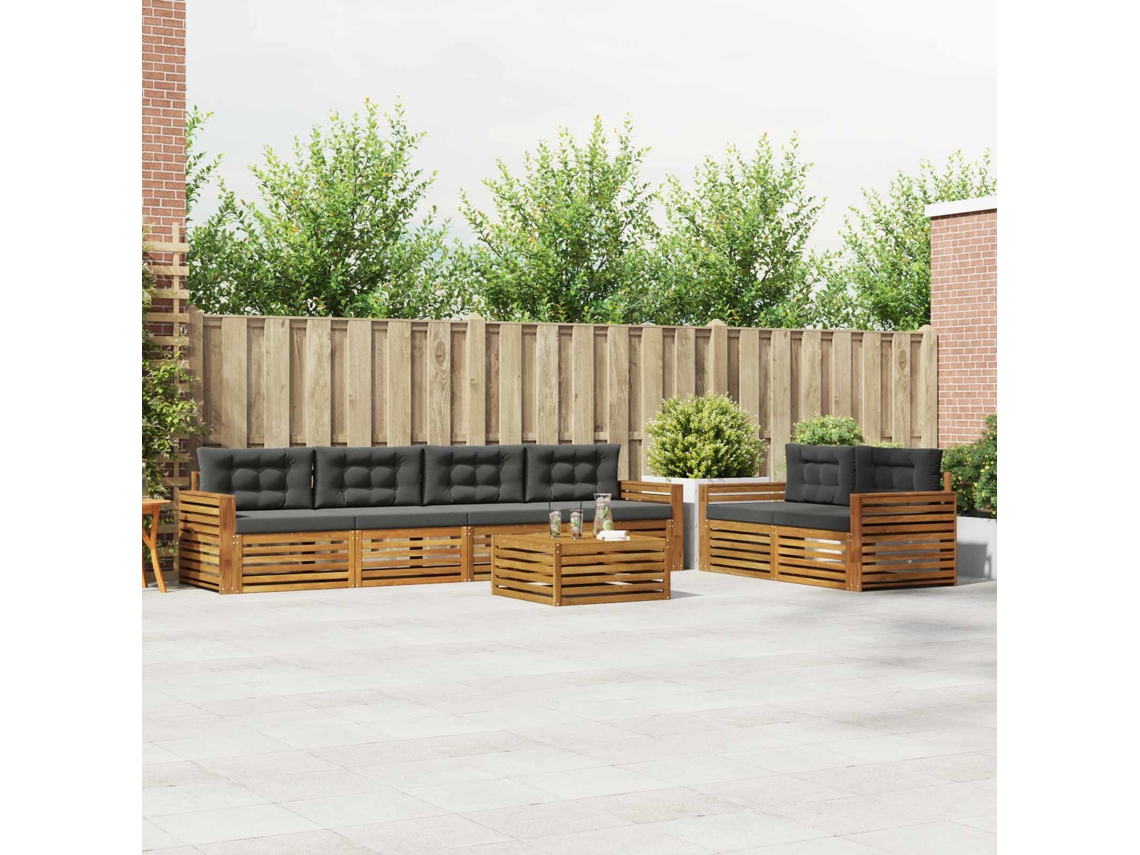 Vidaxl Conjunto De Sofás Para Exterior 7 Pcs Natural E Antracite
