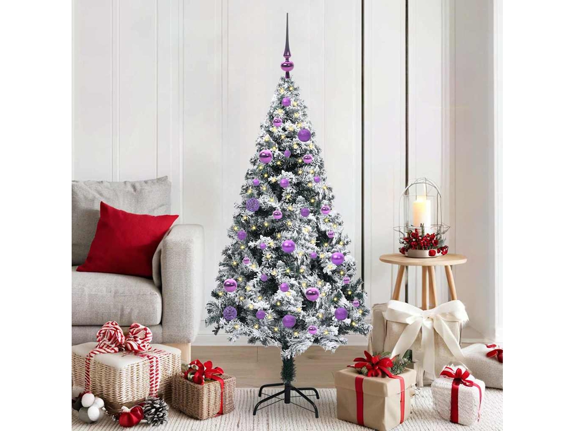 Vidaxl Árvore De Natal Artificial Branco 150 Cm Pvc, Aço E Plástico