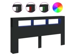 Cabeceira com LEDs em Madeira Preto MAISON EXCLUSIVE (200x18,5x103,5 cm)