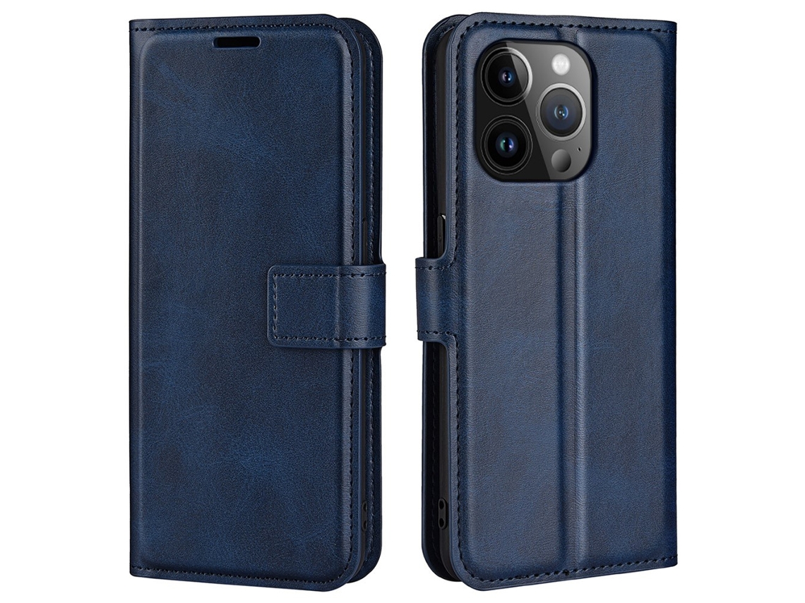 Capa Textura Gémeo Para Iphone 15 Pro Max Pele Sintética Magnética Azul