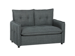 Sofá 2 Lugares Linho Acolchoado Capitonê 131x75x85cm Cinza Escuro