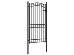 Vidaxl Portão De Cerca Emmen Com Topo Arqueado Em Aço, 100x136 Cm, Preto