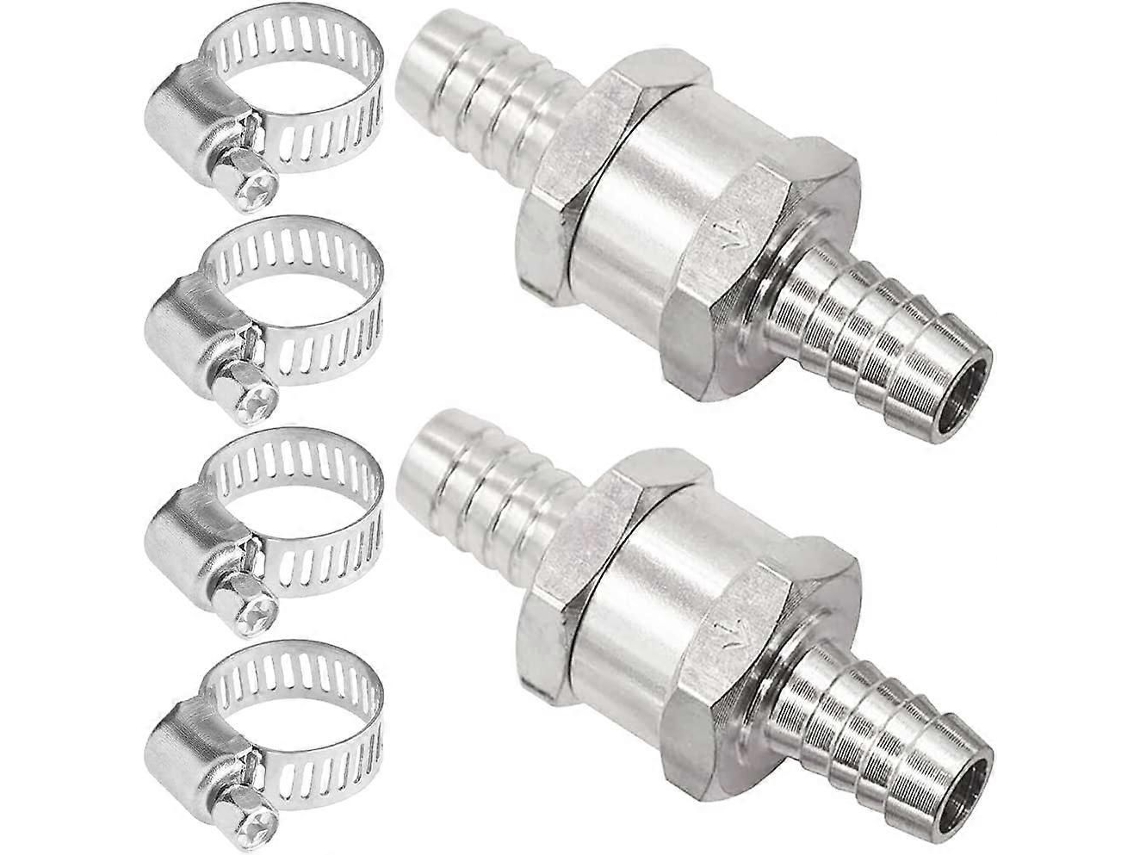 2 Válvulas De Retenção De Alumínio De 8mm Com 4 Braçadeiras