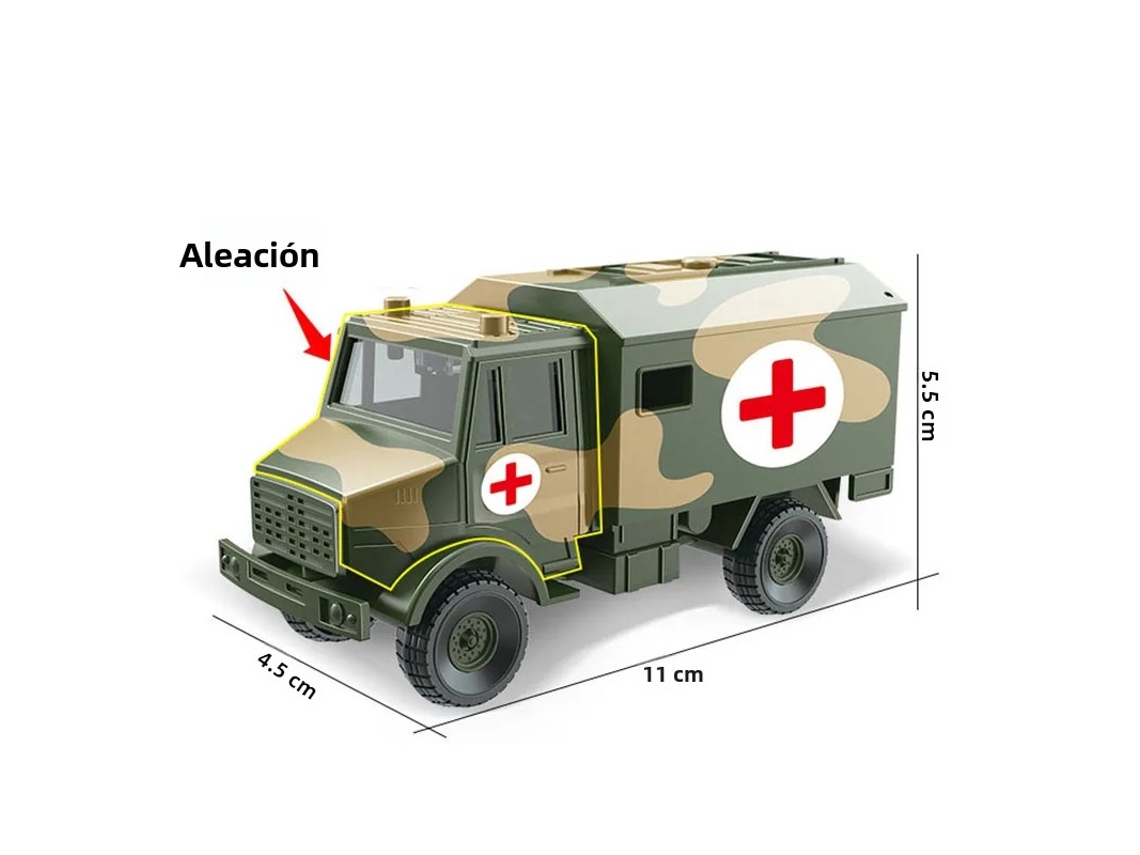 Carrinho de Brinquedo Militar Infantil em Metal, Escala 1:50. MDUG