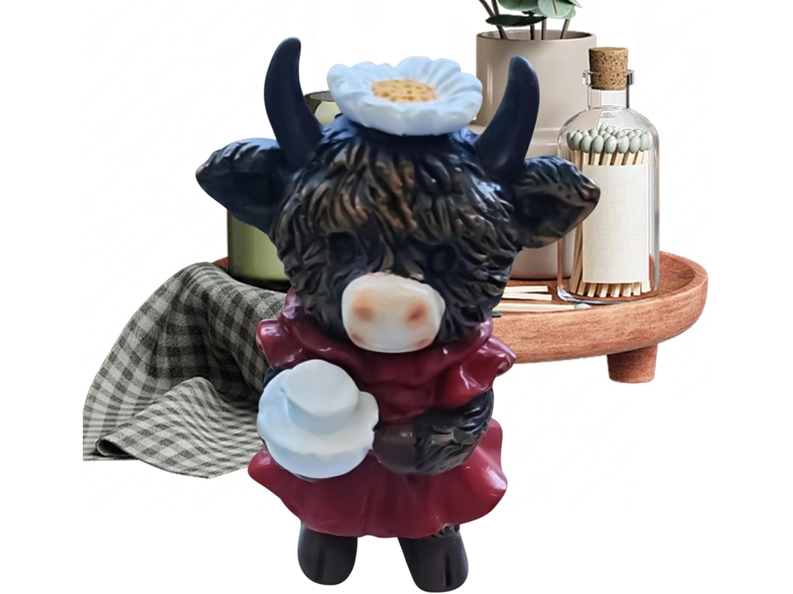 Estatueta De Vaca Das Terras Altas, Escultura Decorativa Em Resina | Vaca - Animal