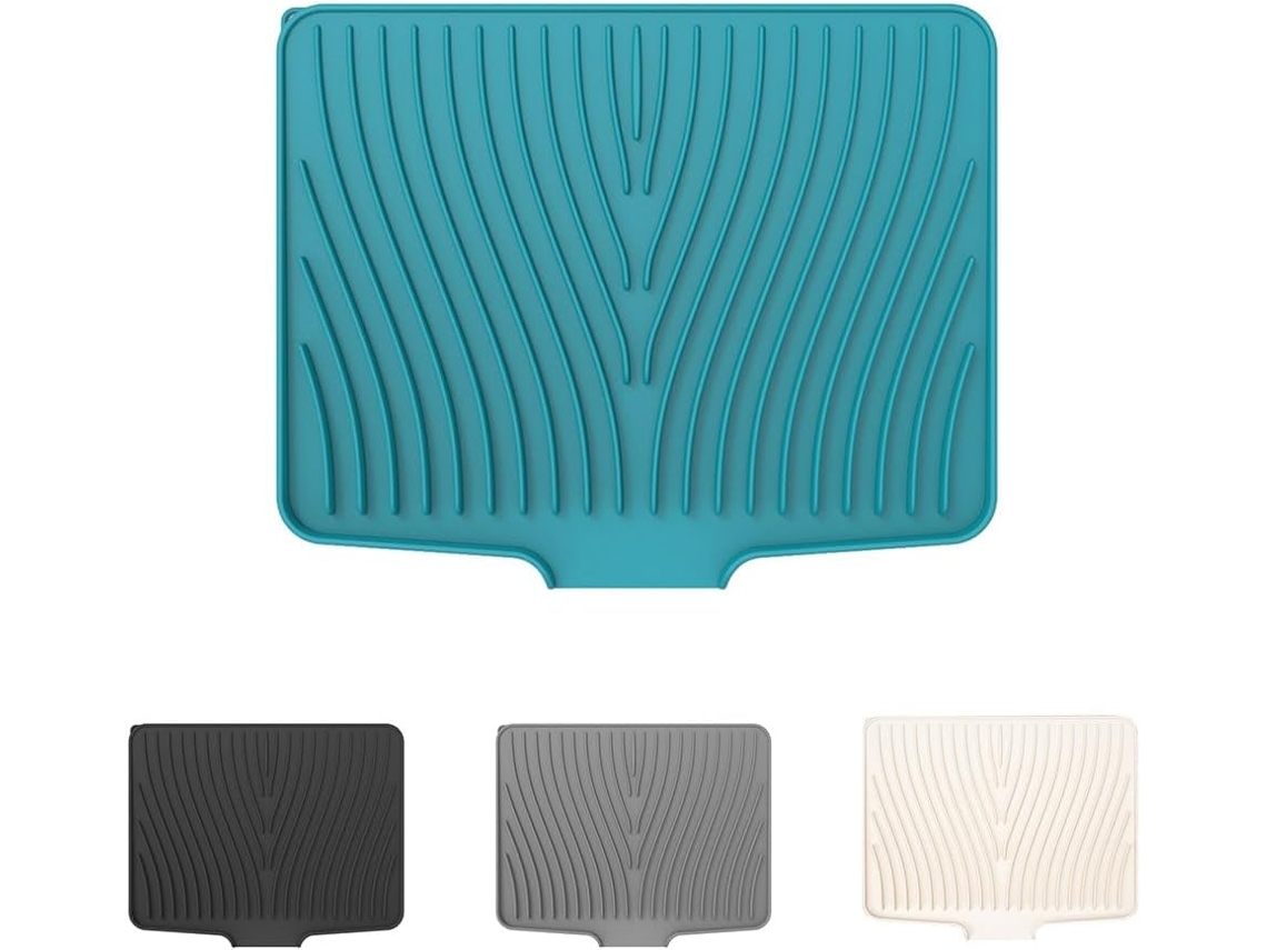 Tapete De Silicone Para Secar Louça Com Borda Drenagem, Tamanho Grande, 157x 13 Polegadas, Protetor Térmico Para Bancada