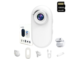 Mini Câmera De Ação Szsmart La01 1080p Com Ecrã E Caixa De Carregamento Magnético, Câmera Corporal Portátil Vlog (128g) - Branco