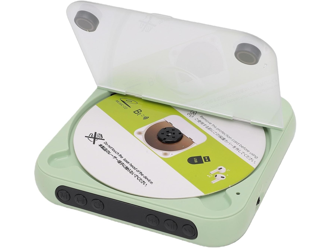 Leitor Cd Portátil Com Bluetooth, Recarregável Com Duas Colunas Estéreo Hifi E Ecrã Lcd, Ideal Para Doméstico