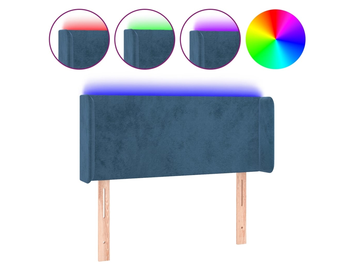 Led Headboard, Led Headboards Vidaxl Azul Veludo (103 X 16 X 78/88 Cm)