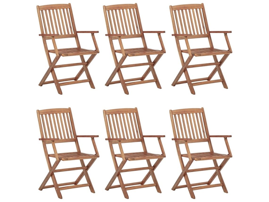 Maison Exclusive - Cadeiras De Jardim Dobráveis C/ Almofadões 6 Pcs Acácia Maciça