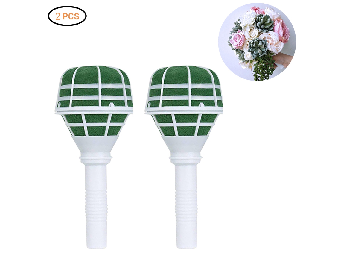 Bouquet de Espuma com Alça de Plástico para Arranjos Florais Diy Casamento (Pack de 2) LAXISCREED