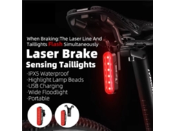 Sensor Freio A Laser west Biking Lanterna Traseira Laser Ipx5 450mah Usb Segurança Pedal Noite