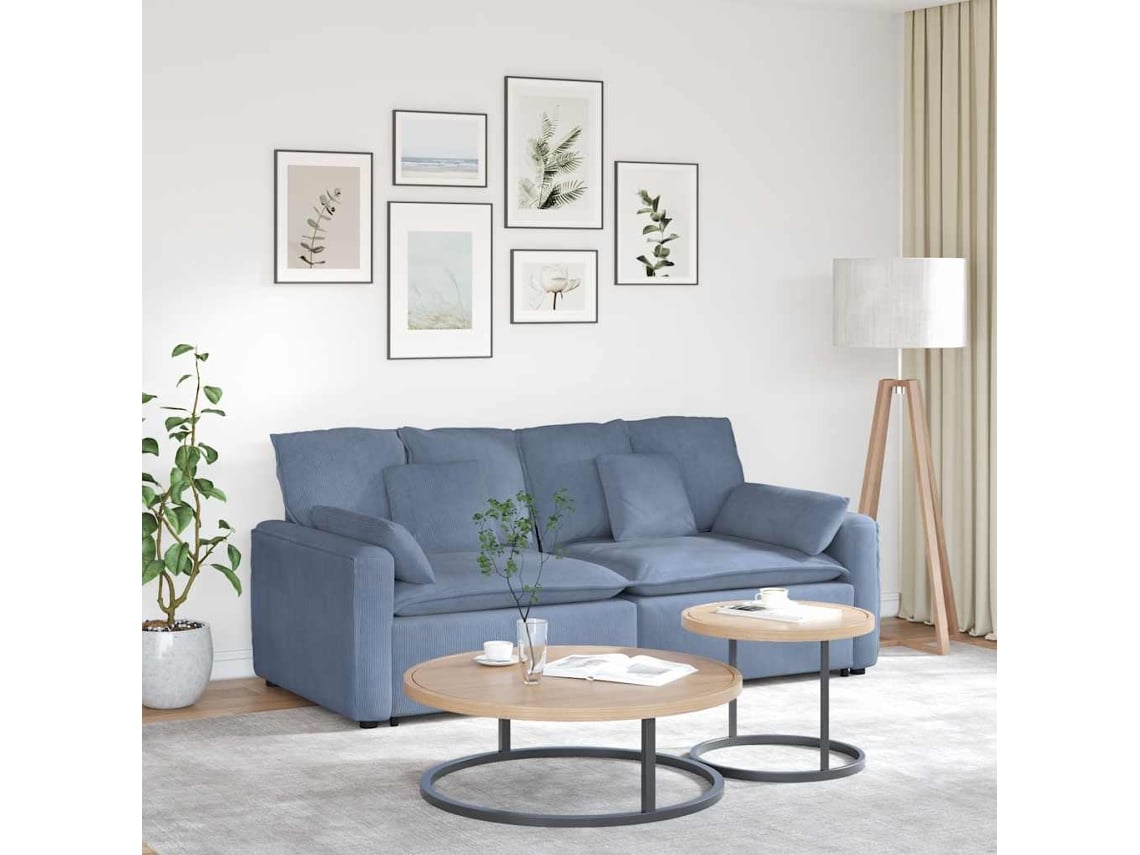Vidaxl Sofá Modular Com Almofadas Azul