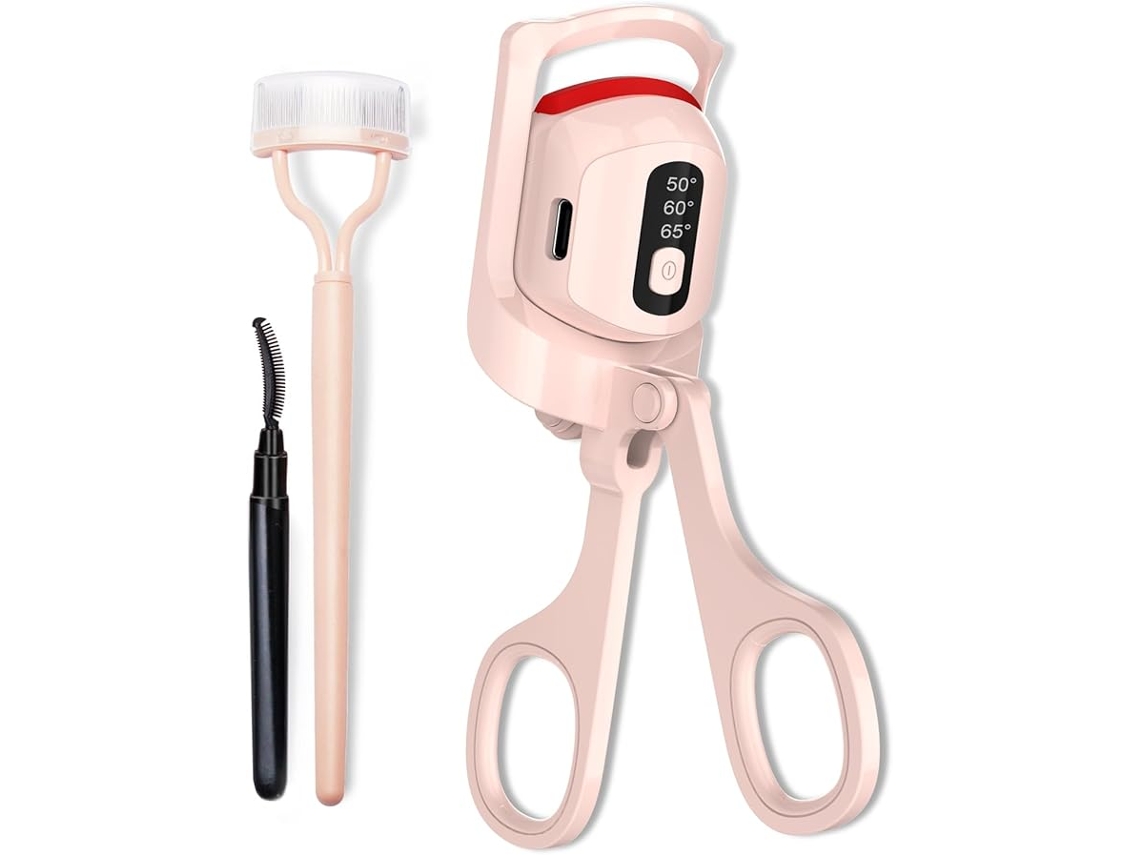 Curler de Cílios Aquecido, Exibição de Temperatura Curler de Cílios Aquecido com Ferramenta Separadora e Escova STELASPLEN (rosa)