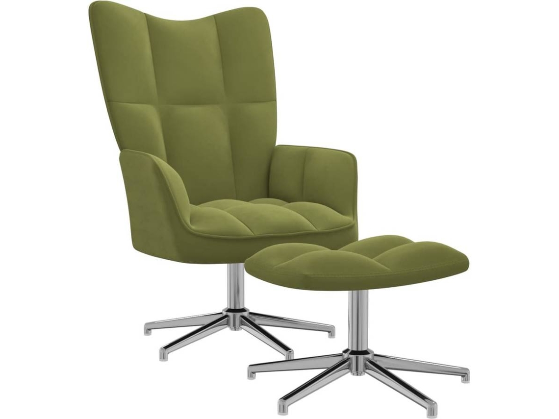 Relaxing Chair With Stool, Relaxing Chairs With Stools Vidaxl Verde Veludo