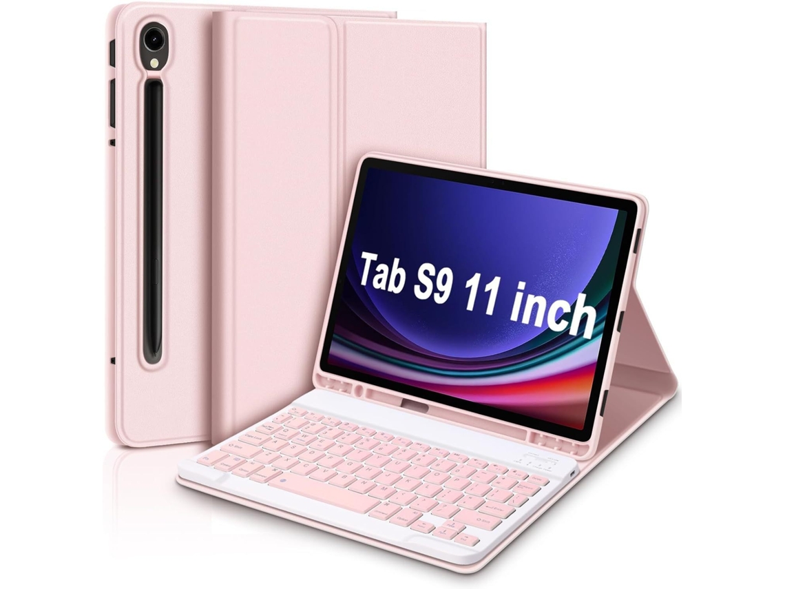 Capa De Couro Rosa Teclado Quadrado Rosa, Compatível Com Samsung S7 De 11 Polegadas T870/t875 Yunzii