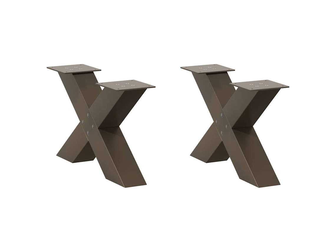 Vidaxl Pés Para Mesa De Centro Em Formato De X, 2 Peças, Aço Natural, 60x(30-31) Cm, Aço