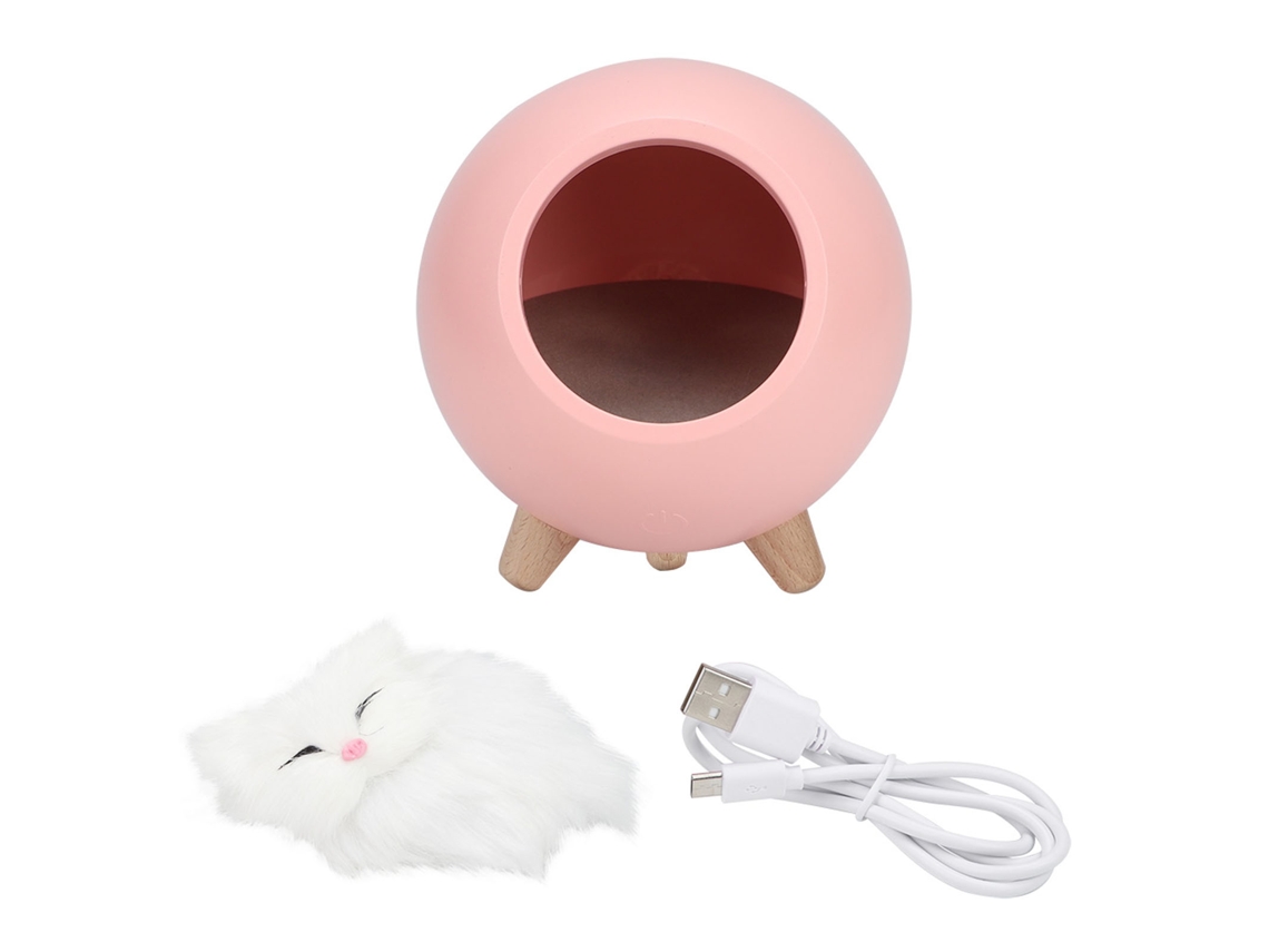 Luz Led Gato Fofo Noite Rosa Casa Pet Quarto