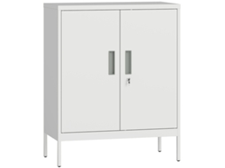 Armário De Aço Trancável Com 2 Portas, Armário De Escritório, Prateleiras Ajustáveis, Para Escritório Em Casa, Sala, Garagem, Branco-xm