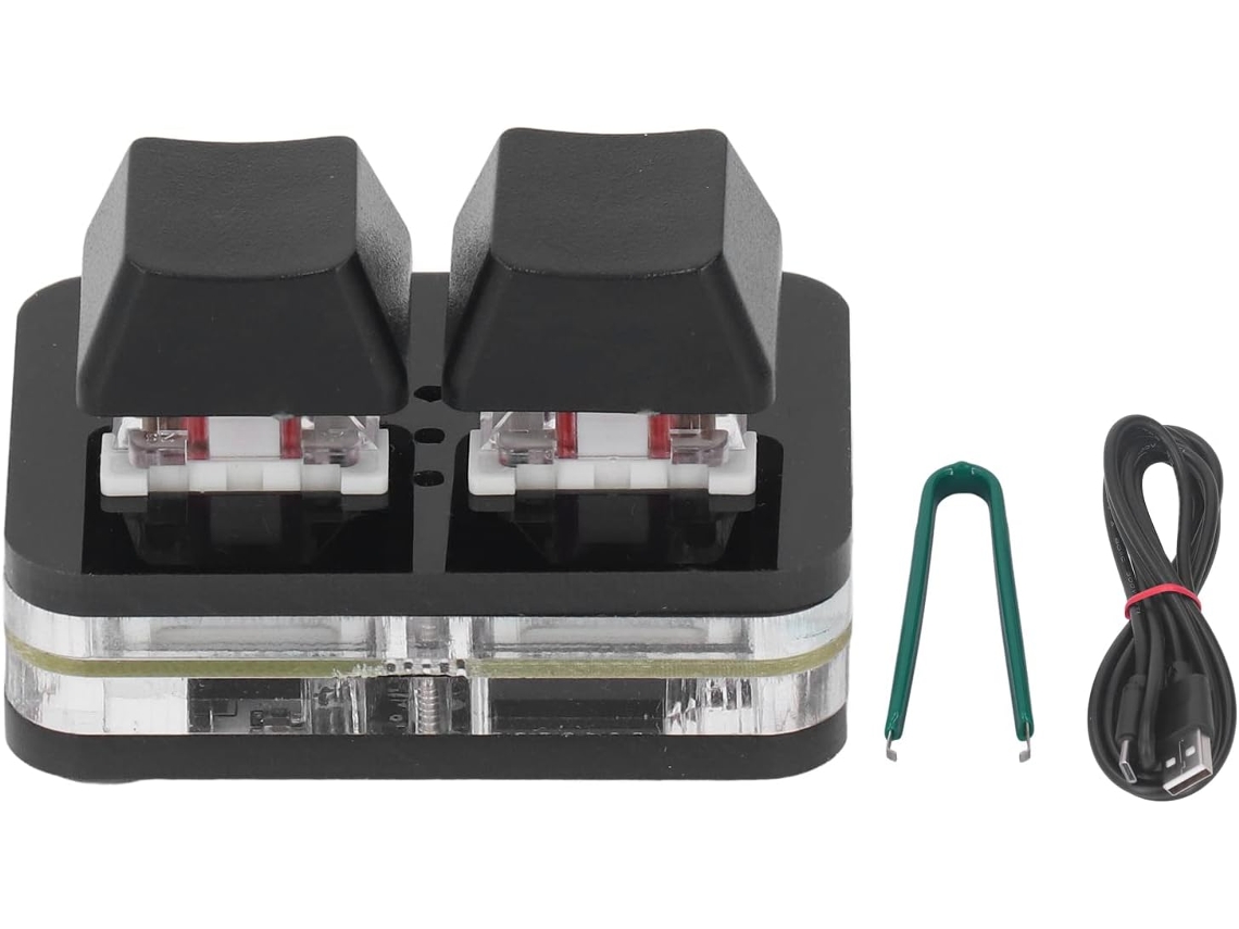 Mini Teclado Mecânico Usb Com 2 Teclas Vermelhas E Função De Copiar E Colar