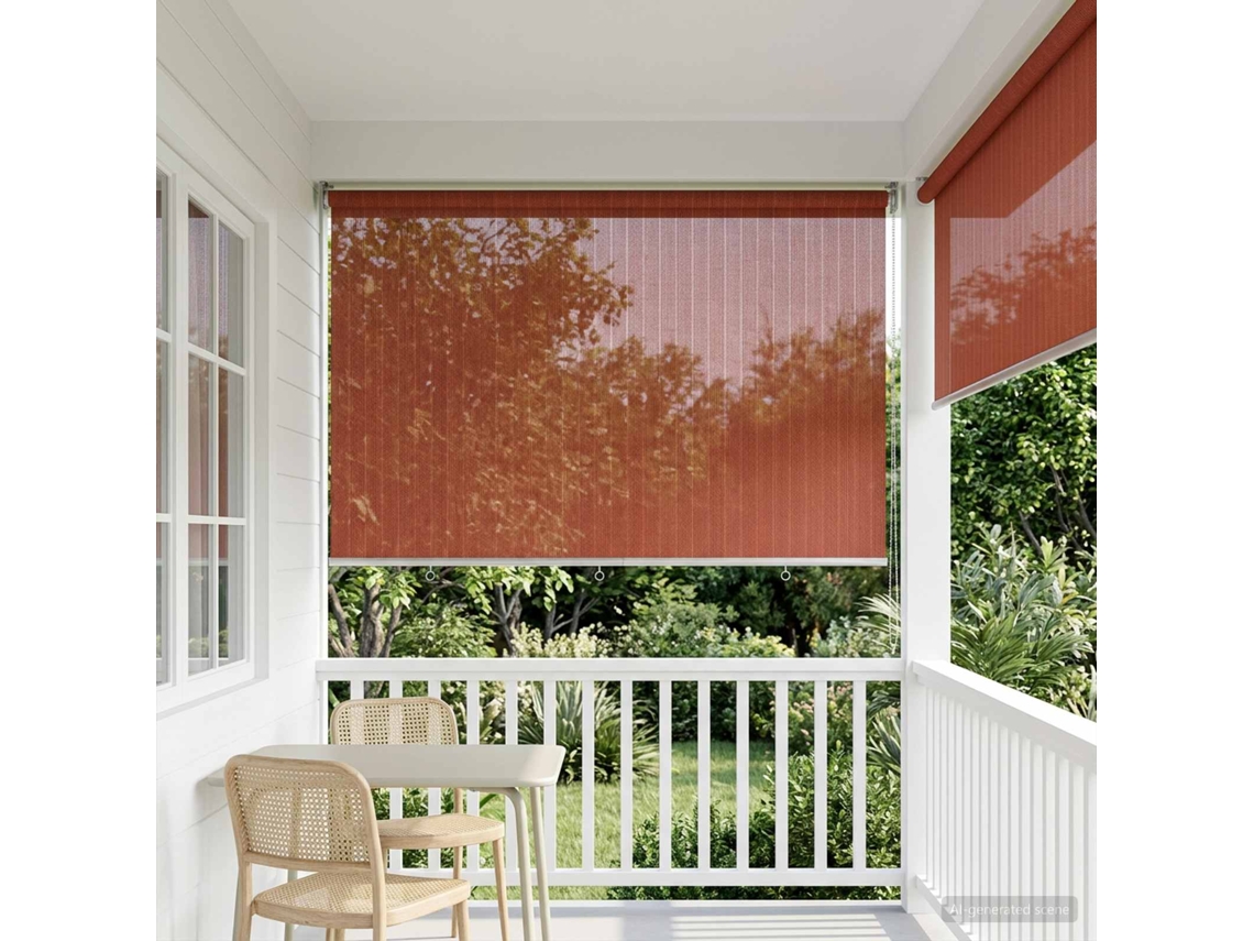 Vidaxl Persiana Rolô Externa Com Bloco De 90% Uv Terracota Hdpe