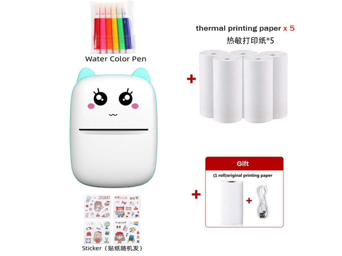 Impressora Térmica Sem Fio De 203 Dpi, Impressão Sem Tinta, Com Papel Para Impressora, Caneta Aquarela E Adesivo, Compatível Com Ios E Android