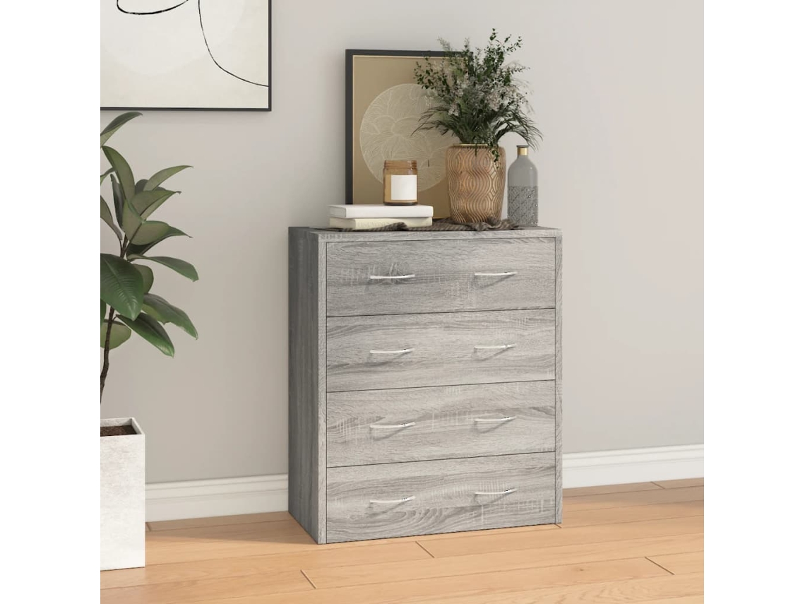 Aparador con 4 cajones 60x30,5x71 cm Gris Sonoma