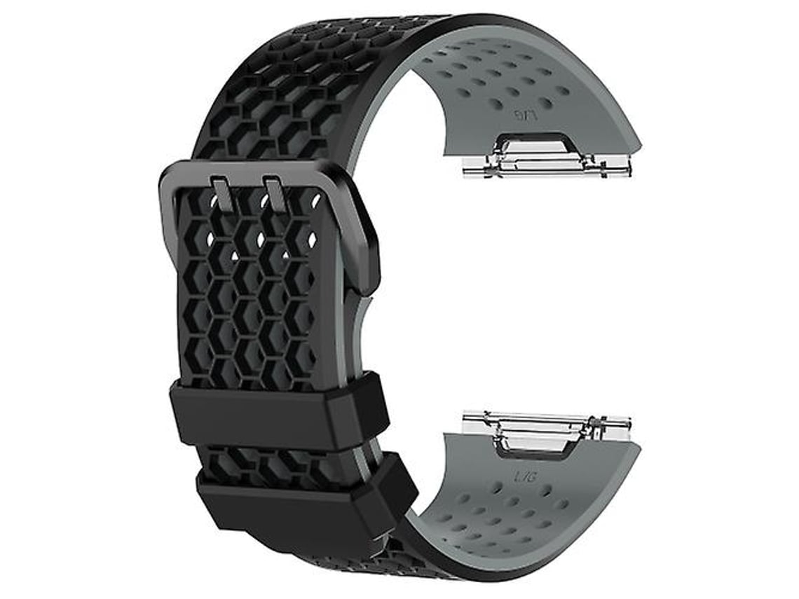 Fitbit Ionic Strap, Pulseira De Silicone Bicolor Com Fivela, Chenille Preto E Cinza, Acabamento Moderno