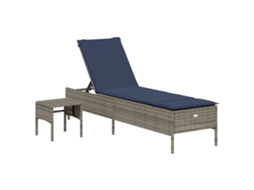 Espreguiçadeira com Mesa e Almofada em Rattan Sintético Cinza MAISON EXCLUSIVE