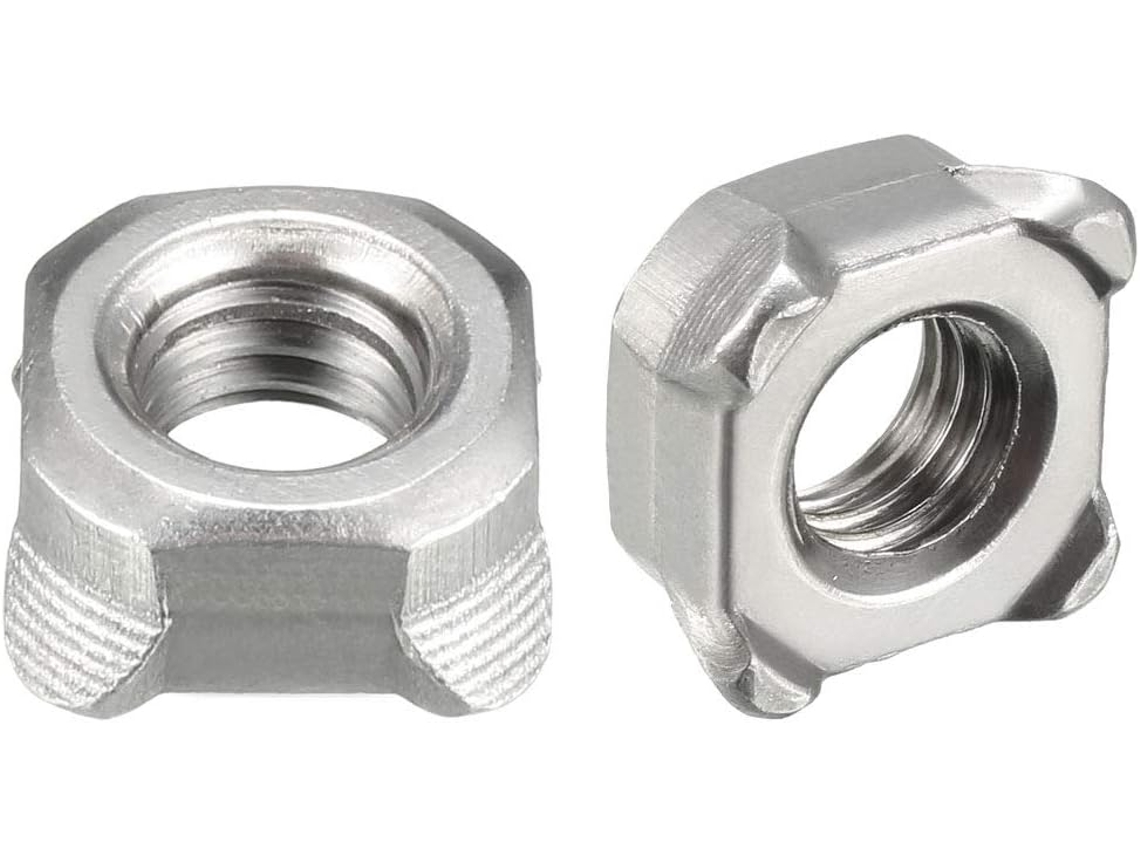 Porcas De Solda M8 Quadradas De Aço Carbono Com Rosca Grossa, Pacote Prateado