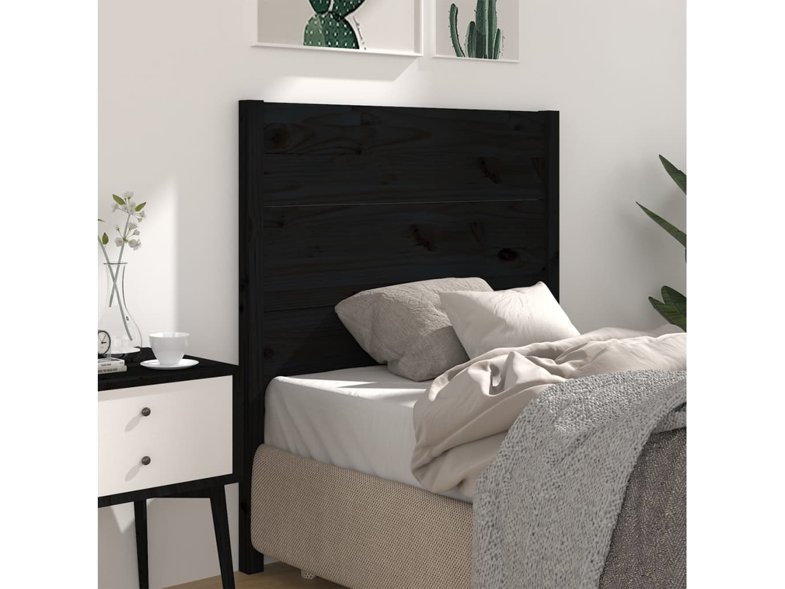 Cabecero 96x4x100 cm Pino Macizo Negro