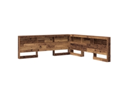 Conjunto 1 Cabeceira De Armazenamento Vidaxl Castanho Madeira De Pinho Maciça (200 Cm)