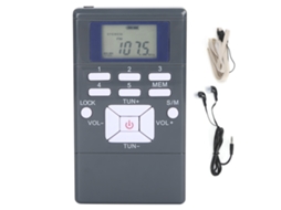 Aetheria rádio Portátil Mini Qqt102 Fm Estéreo com Display Lcd e Fone de Ouvido Cinza Escuro