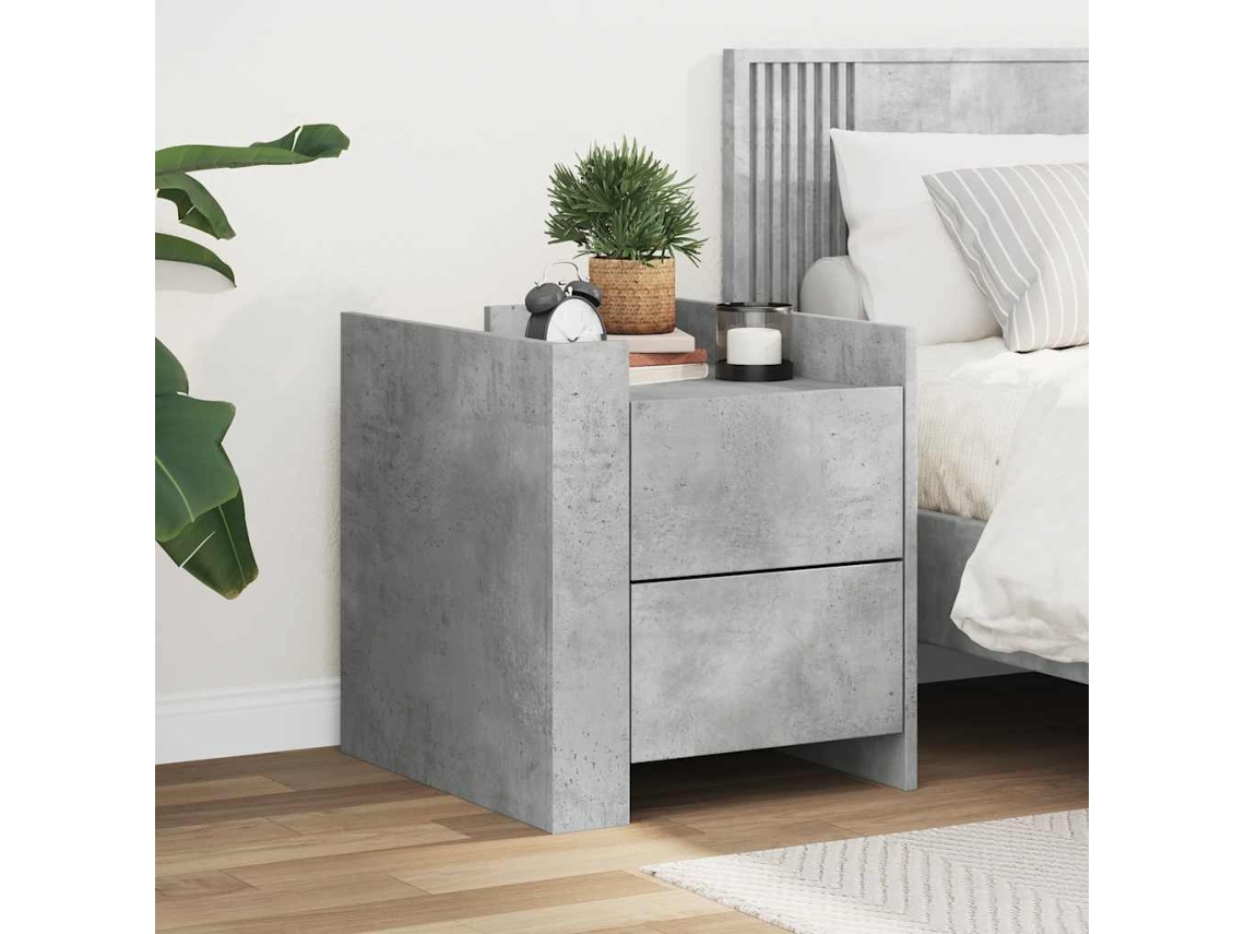 Vidaxl Mesa De Cabeceira 45x50x50cm Derivados Madeira Cinzento Cimento