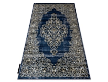 Tapete de Luxe Moderno 474 Ornamento - Structural Azul Escuro / Ouro (120 x 170 cm)