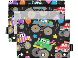 Envelopes Fofos Com Desenhos Animados, Pretos Com Janela Transparente, Estojo Lápis De Cor Grande Capacidade, 3 Pastas