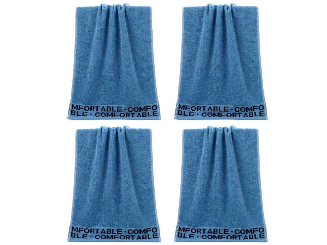 Conjunto de Toalhas de Mãos NEVEANCE Absorvente Banho Mão Rosto Algodão Azul - 4pcs (33x73cm)