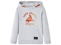 Sweatshirt Para Criança Com Capuz Cinzento Mesclado E Laranja 140