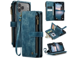 Capa Flip Para Celular Em Couro Com Compartimento Para Cartãoazul - Iphone 16 Pro Max