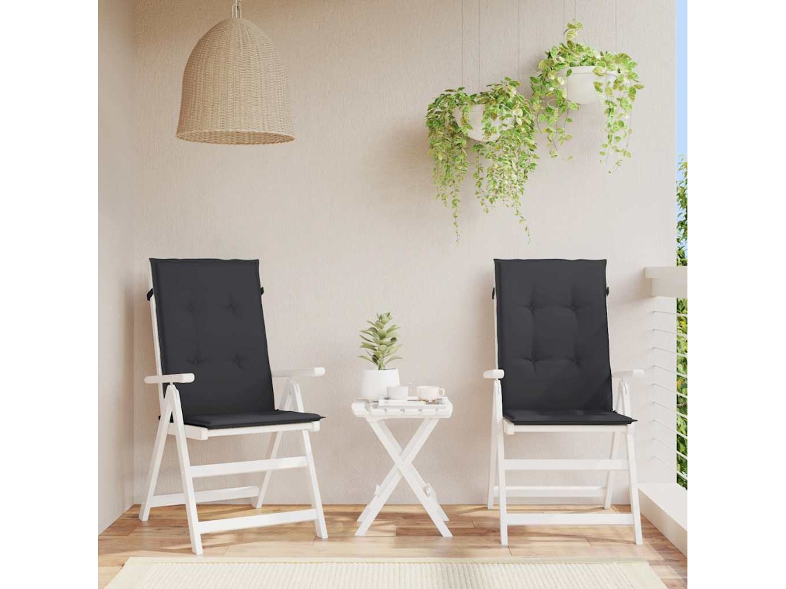 Vidaxl Almofadões Para Cadeiras Altas De Jardim 2 Pcs Tecido Preto