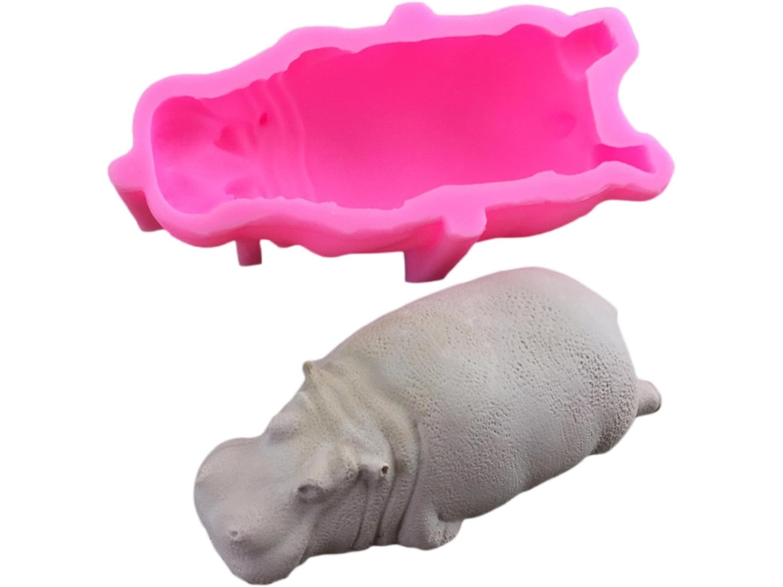Molde De Silicone Em Formato De Hipopótamo - Molde 3d Assar.