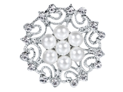 Broche De Mulher Forma Floral Pérola Falsa