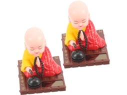 Conjunto De 2 Estatuetas De Monges Com Energia Solar Que Balançam A Cabeça, Ideais Para Carro E Escritório.